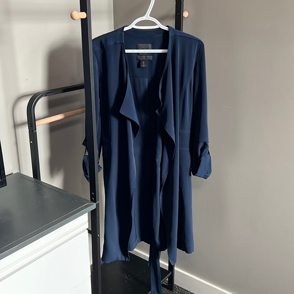 Mid length Dark Blue Dressy Trenchcoat - Picture 1 of 3